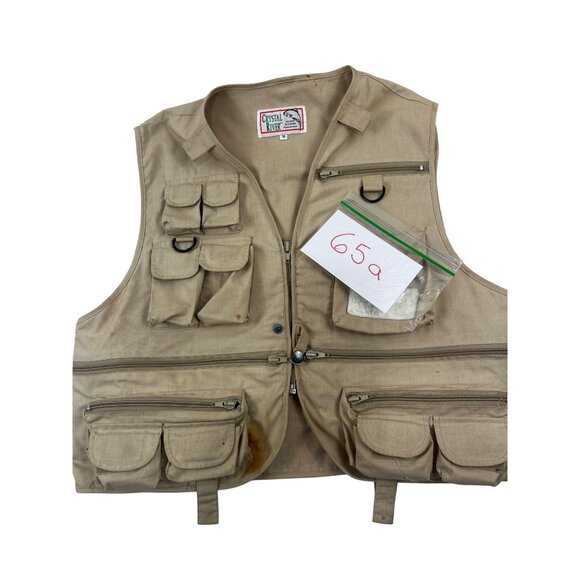 Crystal River Tan Fishing Vest M With Multiple Pockets & Zippers 65a - Picture 8 of 8
